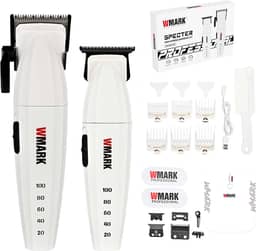 WMARK Conjunto de cortadores de cabelo profissionais para homens, cortadores e aparadores de barbeiro com indicador de capacidade de bateria LED com caixa de presente NG-8632KIT