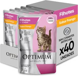 Pack Ração Úmida Optimum Sachê para Gatos Filhotes Frango 85 g - 40 unidadaes