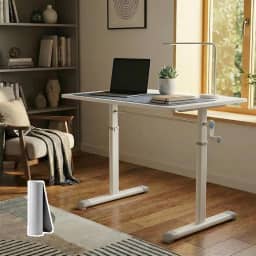 90 x 60 cm Mesa de estudo elevatória manual com Altura Ajustável de 63 a 90cm - Mesa de Tampo para Estudo com Tapete para Mouse, Escritório e Lazer, branco