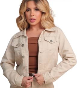 Jaqueta Feminina em Jeans com Botões de Ferro Versátil e Estilosa