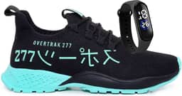 Tênis Masculino de Corrida Meia Preto Macio Confortável Para Academia + Relógio