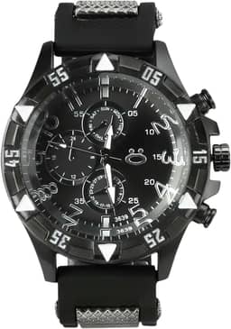 Kit Presente Homem: Relógio Deluxe Preto Original + Caixa + Óculos Sol + Colar e Pulseira Prata - Moda Casual Versátil