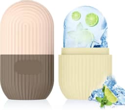 2 peças de rolo de gelo para rosto e olhos, suporte de gelo facial de silicone, molde de gelo facial, para cuidados com a pele, rolo reutilizável de cubo de gelo para poros retráteis, antirrugas,