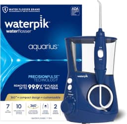 Waterpik Aquarius Water Flosser Professional para dentes, gengivas, órteses, cuidados dentários, energia elétrica com 10 configurações, 7 dicas para vários usuários e necessidades, aceitado pela ADA