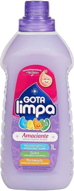Amaciante Linha Baby Líquido, Hipoalergênico, Dermatologicamente Testado, com Perfume Suave, para Roupas de Bebê - Gota Limpa 1L