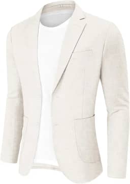 Blazer masculino casual de linho, casaco esportivo com dois botões, jaqueta leve para uso diário
