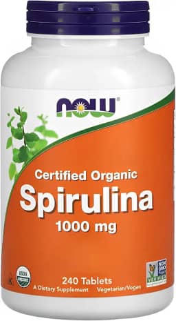 NOW Foods Spirulina 1000 mg 240 Tablets Importado