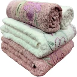 Jogo de Toalhas Banho Karsten Yuna 100% Algodão Barra Jacquard Floral Brilho Macia 4pçs