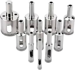 Broca Diamantada para Porcelanato 10 Peças - 6 a 30mm - Broca de Diamante para Vidro, Cerâmica, Mármore, Azulejo e Alvenaria