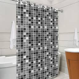 "Cortina Para Box PVC Impermeável Antimofo e Antiácaro, 1,38x1,98m, Com Ilhós, Material Resistente e Higienizável - Não acompanha Varão"