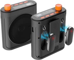 Amplificador de voz portátil com 2 microfones sem fio para professores e idosos recarregável de alta definição amplificador de voz de qualidade de som - cinza