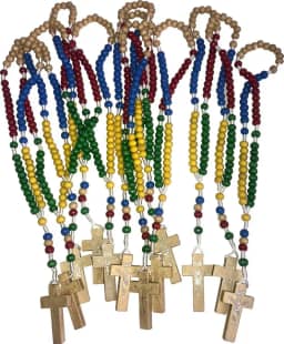 Holy Land Market Terço de madeira colorido para pendurar ou rezar - 5 cores (12 unidades)