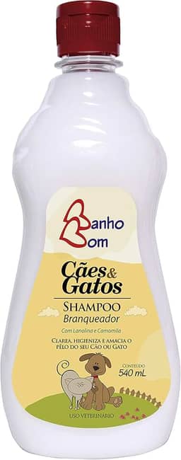 Shampoo Branqueador Banho Bom Cães e Gatos 540 mL