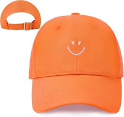 Bonés de beisebol femininos ajustáveis com rosto sorridente vintage bordado boné de beisebol para homens e mulheres