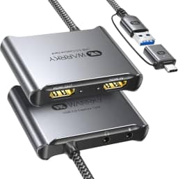 WARRKY Placa de captura HDMI 4K [com cabo USB 3.0 fixo, saída 4K, sem latência] 1080p 60FPS Cam Link dispositivo de captura de vídeo/áudio para transmissão, gravação de jogos, compatível com