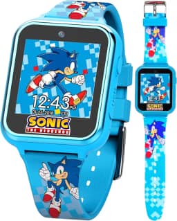Accutime Relógio inteligente infantil SEGA Sonic The Hedgehog azul educativo com tela sensível ao toque para meninos, meninas, crianças pequenas, Azul sônico, 40mm, Moderno
