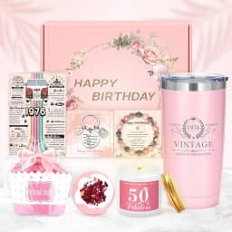 Presentes de aniversário de 50 anos para ela, presentes de feliz aniversário de 50 anos para mulheres, presente exclusivo para mulher de 50 anos, presente fabuloso para mulheres, decorações de 50 anos