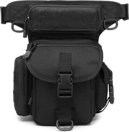 Bolsa tática para pernas, bolsa de coxa, bolsa de cintura militar para motocicleta, corrida, ciclismo, caminhada, equitação, Preto, 4.3 x 12 x 16.3 inches, Bolsa de perna larga