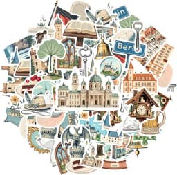 35 peças Alemanha Tour arquitetura marcos cultura adesivos brinquedo diy adesivos icônicos viagem pacote de adesivos para laptop motocicleta bagagem telefone notebook bagagem celular copo