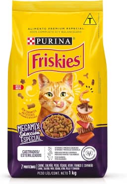 Purina Friskies Ração Seca Nestle Friskies Megamix Para Gatos Adultos E Castrados - 1Kg Purina Para Todas As Fases - Sabor Frango