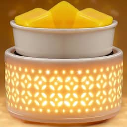 Aquecedor de cera de cerâmica com luz de 7 cores – Aquecedor elétrico de vela para derretimento perfumado, queimador de óleo de aquecimento PTC para casa, escritório, presente e decoração