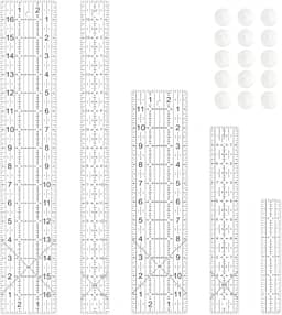 Régua De Costura, Réguas De Quilting De 5 Peças, 3 X 17 Polegadas, 1,5 X 17 Polegadas, 3 X 12 Polegadas, 1,5 X 10 Polegadas, 1 X 6 Polegadas, Régua De Acrílico, Régua De Corte Com Anéis Antide