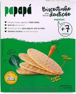 Papapá, Biscoitinho para Fase de Dentição, Sabor Vegetais, 36g, Sem Corantes, Sem Conservantes Artificiais