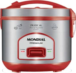 MONDIAL Panela Elétrica de Arroz, Vermelho/Inox, 500W, 110V - PE-45-6X