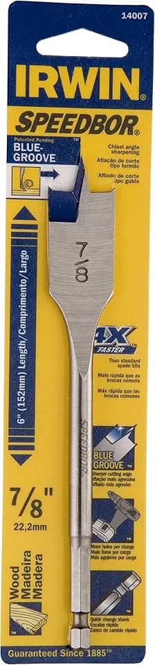 IRWIN Broca Chata para Madeira de 7/8 Pol. x 6 Pol. (22mm x 152mm) IW14007