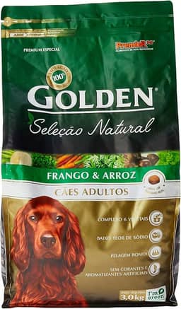 Premier Pet Golden Seleção Natural Ração para Cães Adultos, Sabor Frango & Arroz, 3kg