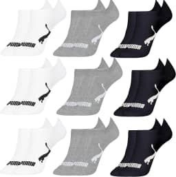 Kit 9 Pares Meia Sapatilha Invisível Masculino Adulto, 3 Branca - 3 Cinza - 3 Preta, 39-43