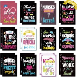 24 cadernos pretos de 2024 presentes de semana de enfermeiras – Mini blocos de notas de bolso para apreciação, graduação, estudante de medicina, enfermagem, escritório, artigos de festa