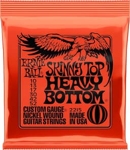 Cordas para guitarra Ernie Ball Skinny Top Heavy Bottom Slinky Nickel Wound, calibre 10-52