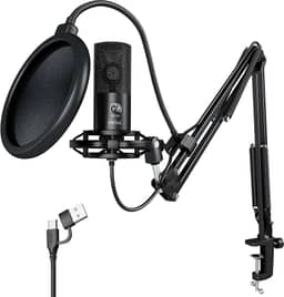 FIFINE Studio Condensador USB Microfone Computador PC Kit de microfone com suporte de choque ajustável do braço do boom para instrumentos Voice Overs Gravação Podcasting YouTube Vocal Streaming-T669