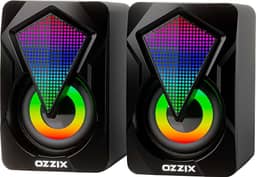 Caixa de Som 6W RMS Gamer RGB Som Forte Alto Falantes Caixinha Iluminação Led PC Notebook Escritório Computador Preto GC500 Ozzix