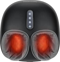 Medcursor Máquina de massageador de pés com calor, massageador de amassar profundo, fornece alívio para músculos cansados e plantas, configurações de vários níveis e intensidade ajustável para uso doméstico ou no escritório, 100-240V