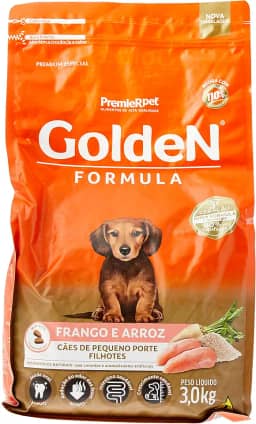 Ração Golden Fórmula Mini Bits para Cães Filhotes de Pequeno Porte Sabor Frango e Arroz, 3kg Premier Pet Para Todas Pequeno Filhotes,