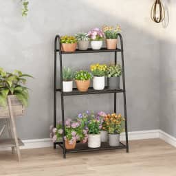 [3-Layer] Suporte para Plantas Internas, Racks de Plantas, Prateleira Externa para Várias Plantas, Suporte para 7 Vasos de Plantas para Sala de Estar, Boho, Decoração, Preto