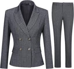 Conjunto feminino de 2 peças de terno trespassado com dois botões e calça