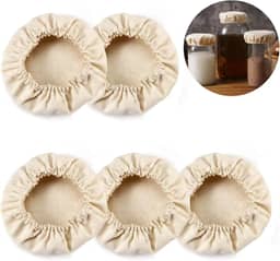 Capas de pano para frascos iniciais de fermentação de fermentação de kefir de kombucha ou tampas de tecido de queijo para fermentação de kefir de 7,6 a 10 cm, pacote com 5