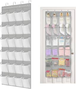 Sapateira de Porta, Sapateira Organizadora de Porta, Organizador de Sapatos, Transparente Pendurável, Sapateira Vertical (Cinza Claro)