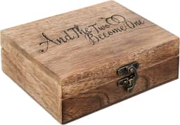 Eximious India Elegante suporte de caixa de anel de casamento de madeira para noivado, proposta e cerimônia - Caixa de anel rústico, lembrança de aniversário, presente de noiva exclusivo (senhor e