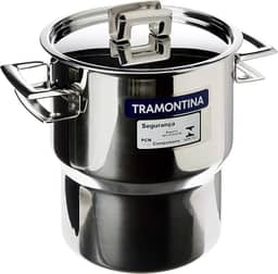 Cuscuzeira Tramontina Brava Em Aço Inox Com Alças E Tampa 14 Cm 2, 1 L Tramontina Inox Cuscuzeira Aco Inox Brava