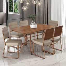 Conjunto Sala de Jantar Mesa e 6 Cadeiras Fênix Carraro (Rosê)