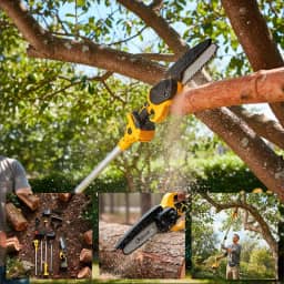 Mini Motosserra Podador Com Cabo Extensor a Bateria 48v 3m Altura Portátil