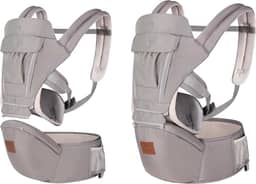 Canguru Ergonômico Bebê 12 Posições Cinza Com Assento 3 Em 1