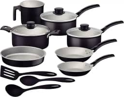 Jogo de Panelas Tramontina Turim em Alumínio com Revestimento Interno e Externo em Antiaderente Starflon Max Preto 10 Peças