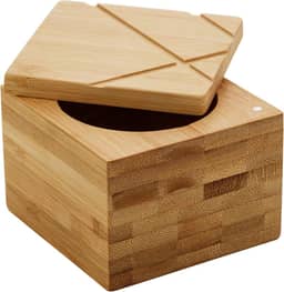 LYOR - Saleiro Quadrado de Bambu com Tampa 9cm x 9cm x 7cm
