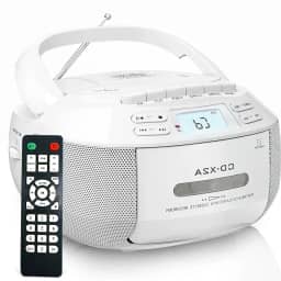 CD Player, 110V, Combo CD E Leitor de Cassete, Rádio AM FM Portátil, Radio CD Player com Bluetooth 5.1, Unidade Auxiliar/USB, Tensão Ajustável Manualmente Na parte Inferior da Unidade