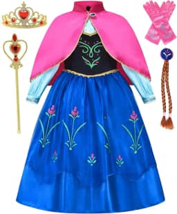 Fantasia de Anna Frozen GZ-LAOPAITOPU para meninas, fantasia de princesa Anna para festa de aniversário, roupas de cosplay de Halloween para crianças